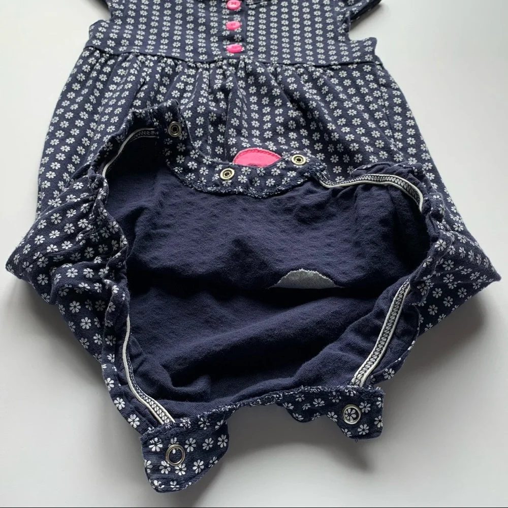 Carters Romper Floral Daisy Navy Pink Bird Outfit Girls Toddler Size 18 Months